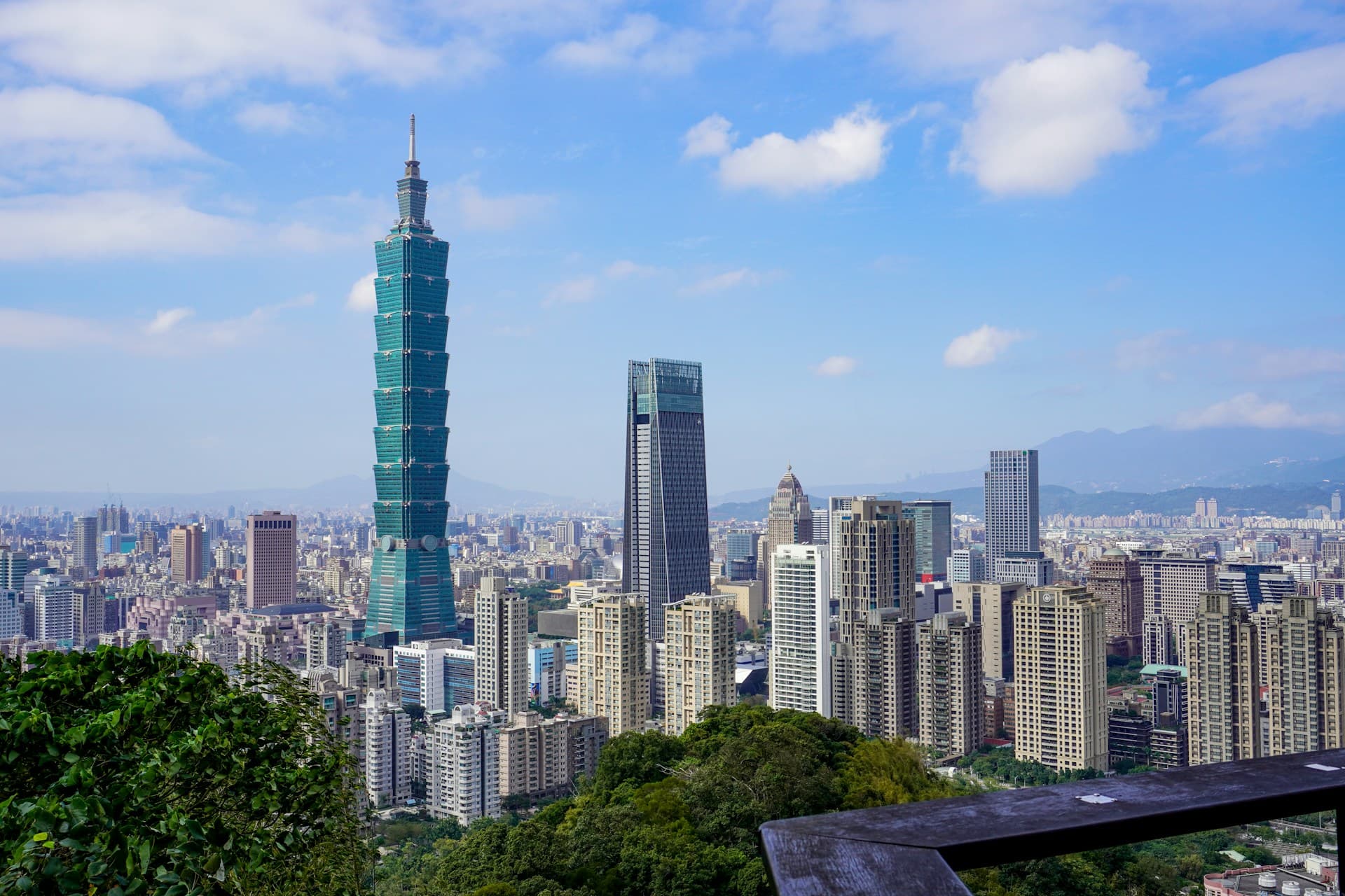 Taipei 101 tower and city skyline at dusk