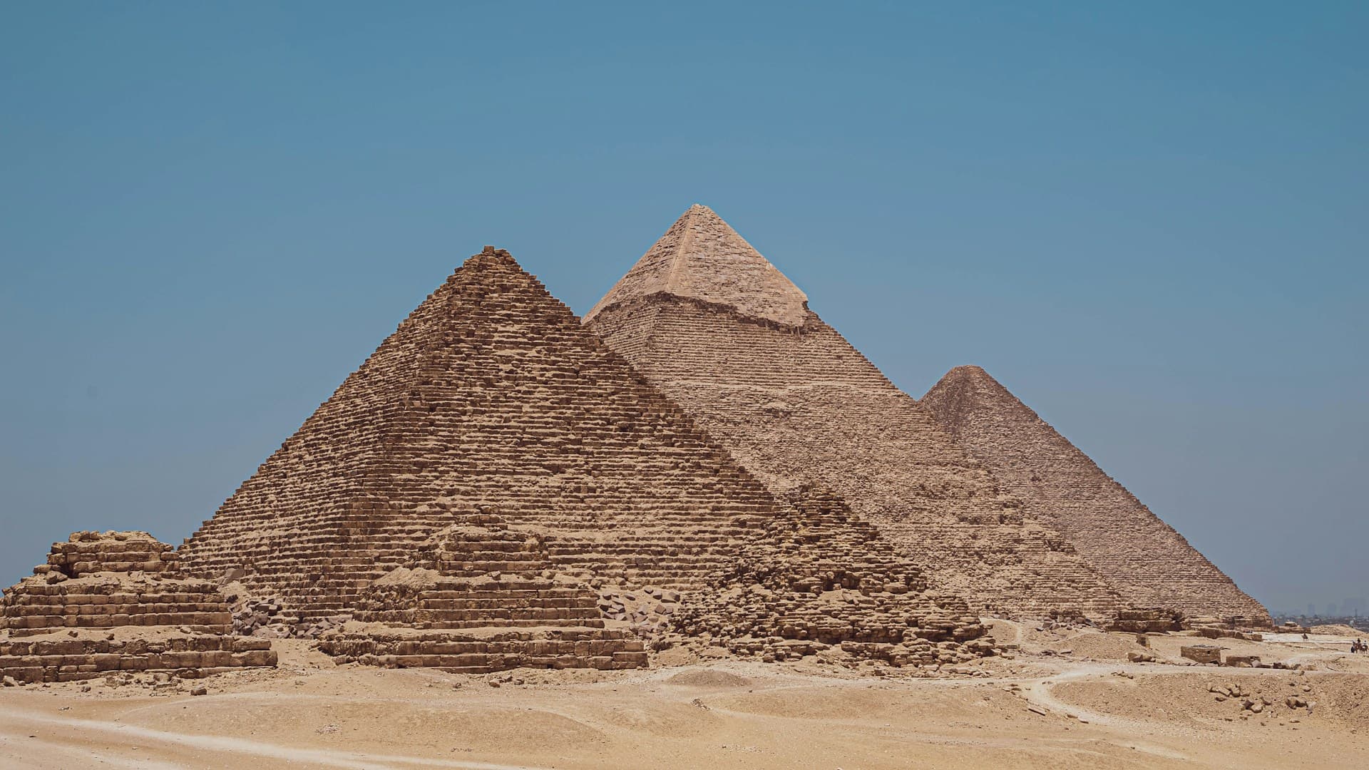Great Pyramids of Giza at golden hour