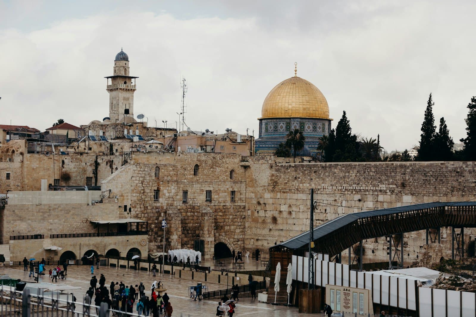 Western Wall plaza and the golden Dome of the Rock in Jerusalem's Old City