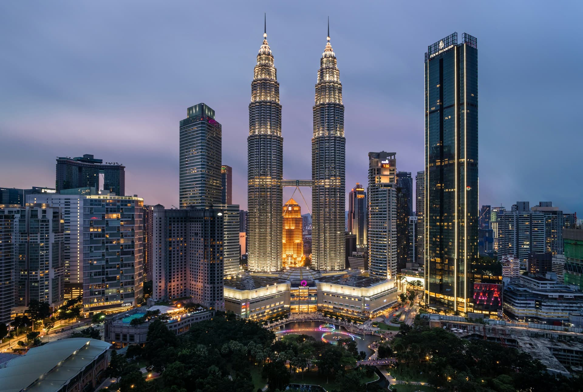 Petronas Twin Towers in Kuala Lumpur at night