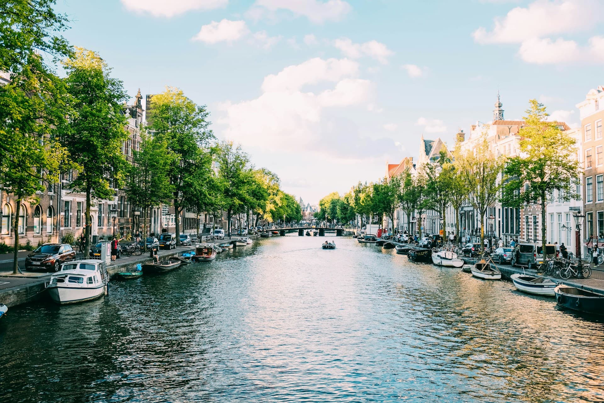 Canal houses and bicycles along an Amsterdam canal