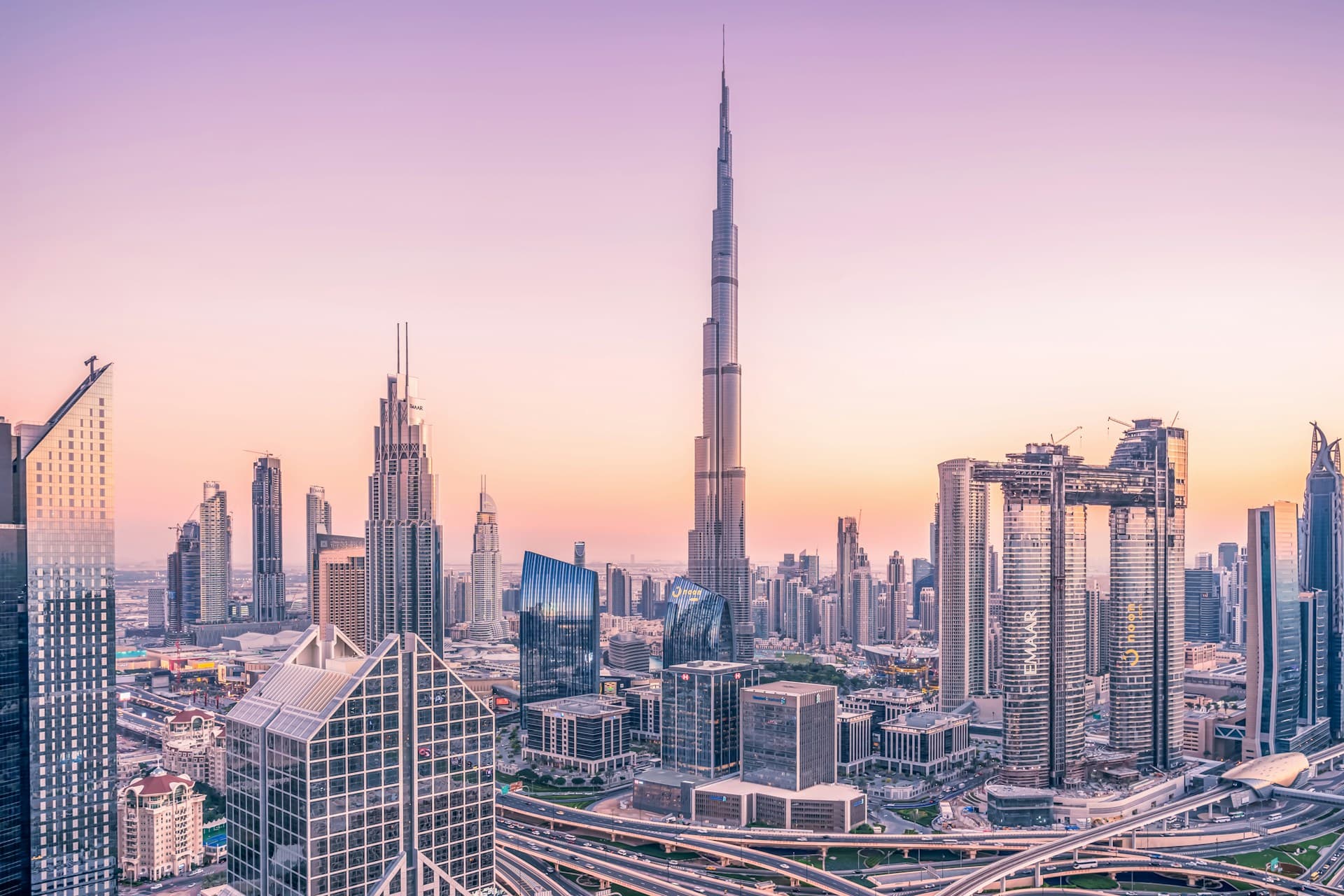 Burj Khalifa towering over the Dubai skyline