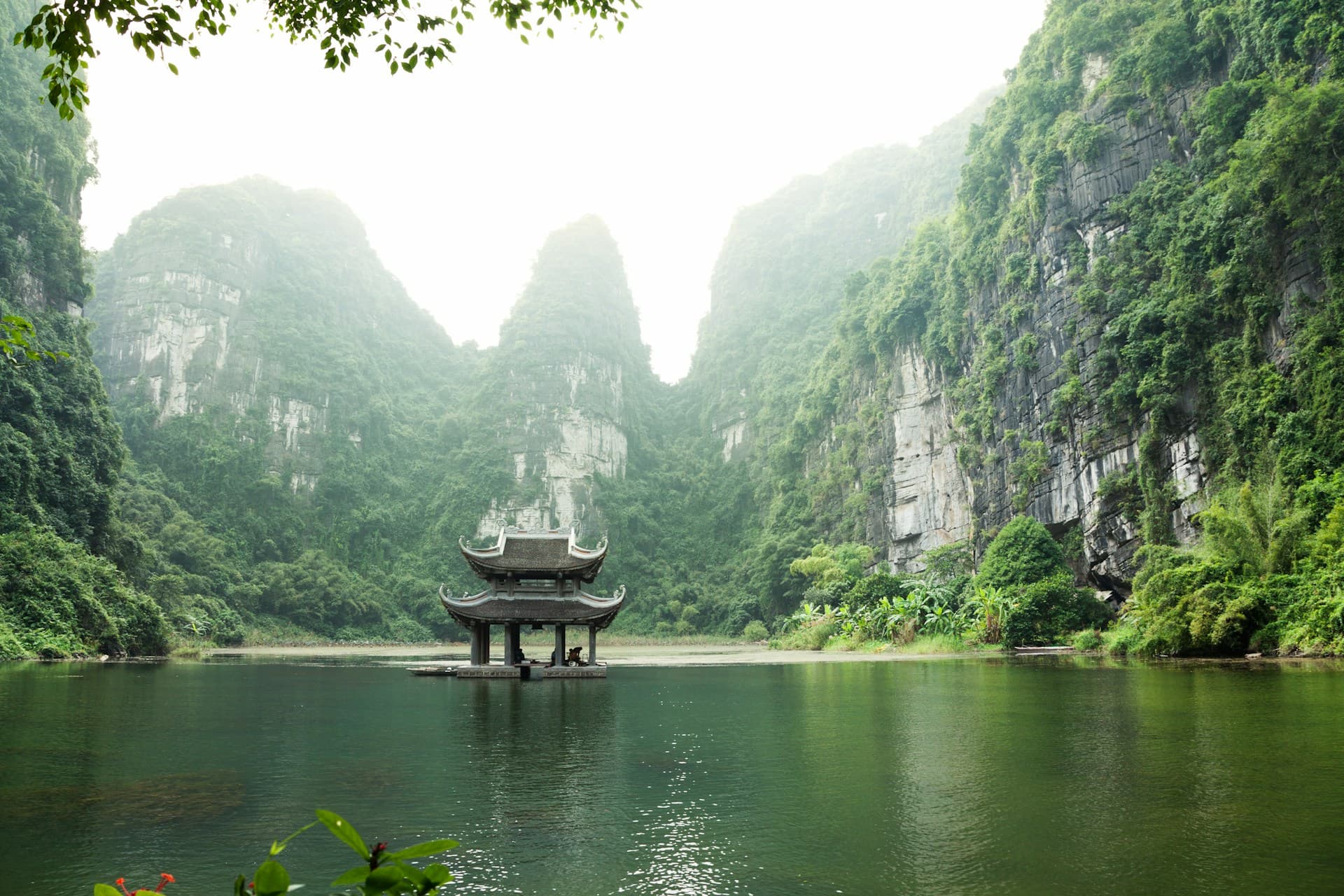 Ha Long Bay with limestone karsts rising from emerald water