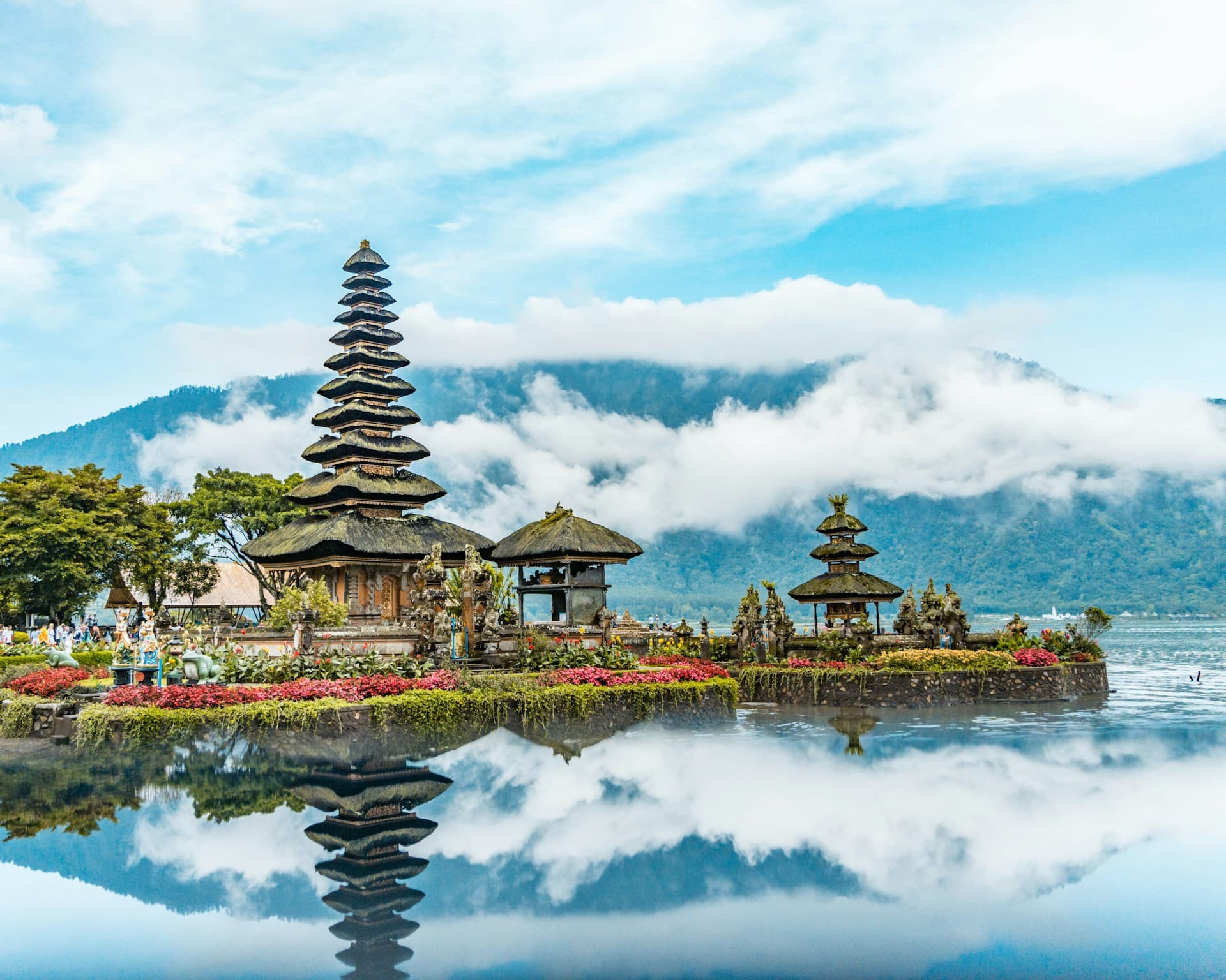 Ulun Danu Bratan temple on the lake in Bali, Indonesia