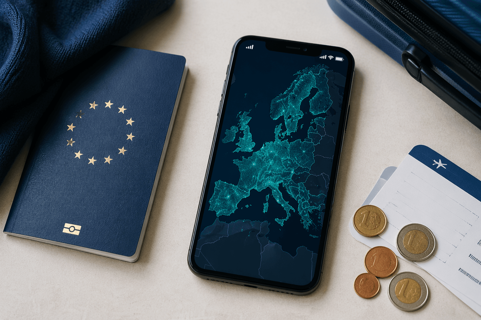 EU eSIM multi-country coverage map for European travel