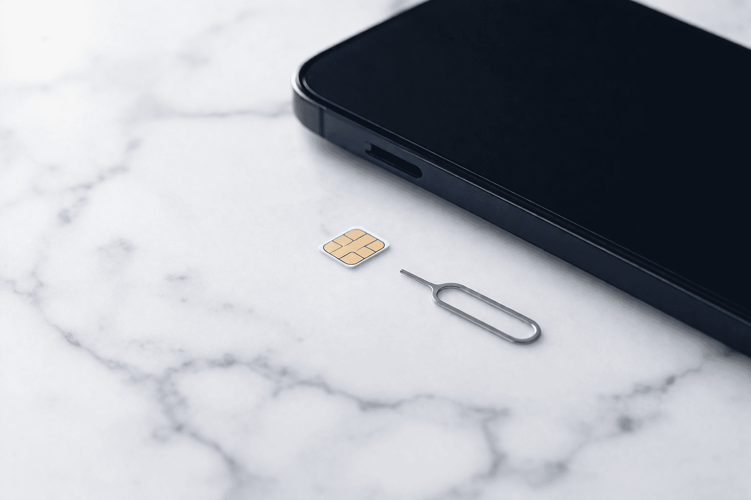 eSIM chip next to a physical nano SIM card