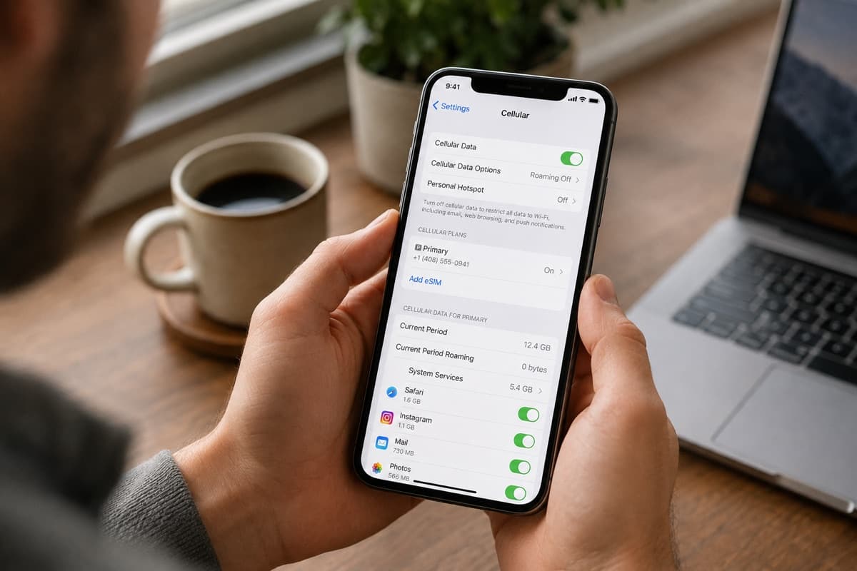 iPhone showing the Add eSIM screen in Settings