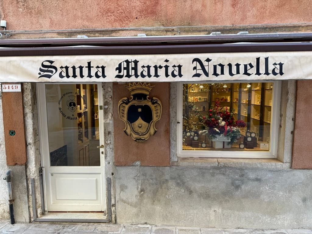Exterior of the Officina Profumo-Farmaceutica di Santa Maria Novella shop in Venice