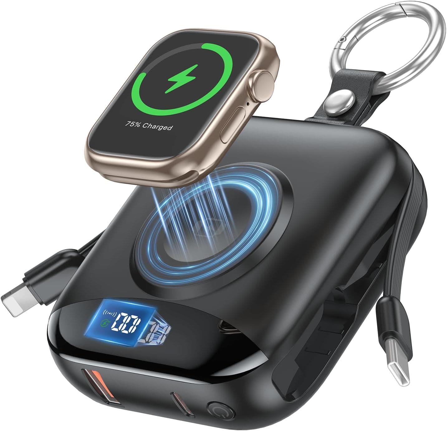 citicr 10000mAh portable charger with built-in cables